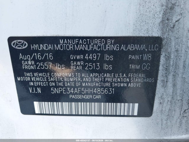 Hyundai Sonata Sport 2017 5NPE34AF5HH485631 Image 9