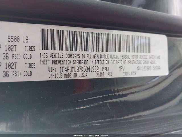 Aukcja sprzedaży 2019 Jeep Cherokee Latitude Plus 4x4, vin: 1C4PJMLB7KD341262, numer aukcji: 45342147