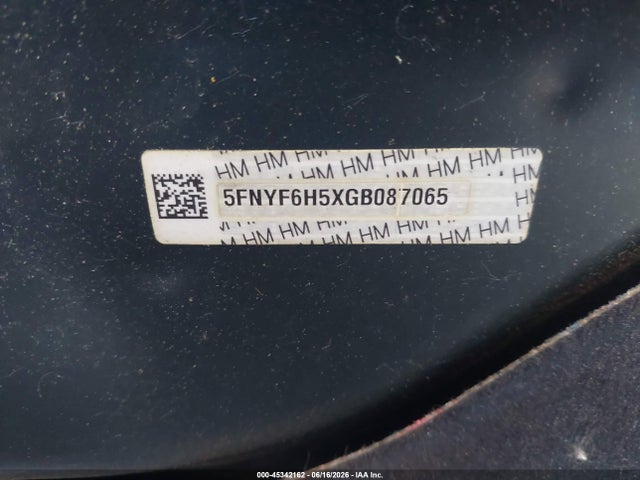 Aukcja sprzedaży 2016 Honda Pilot Ex-l, vin: 5FNYF6H5XGB087065, numer aukcji: 45342162