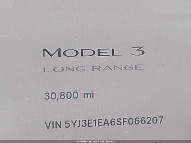 Продаж на аукціоні авто 2025 Tesla Model 3 Long Range Rear-wheel Drive/standard Rear-wheel Drive, vin: 5YJ3E1EA6SF066207, номер лоту: 45342206