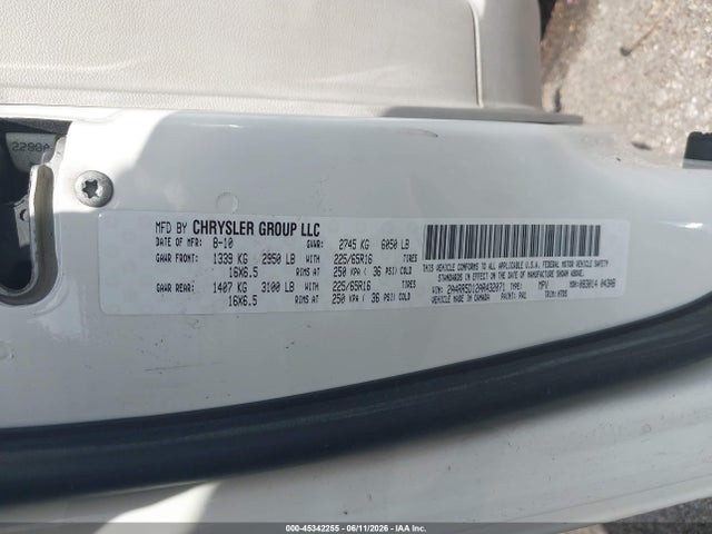 2010 Chrysler Town & Country Touring მანქანა იყიდება აუქციონზე, vin: 2A4RR5D12AR432071, აუქციონის ნომერი: 45342255