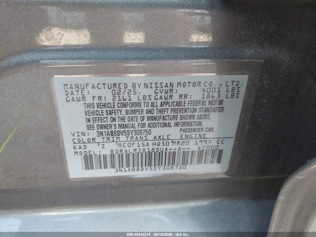 Aukcja sprzedaży 2025 Nissan Sentra Sr, vin: 3N1AB8DV5SY308750, numer aukcji: 45342278