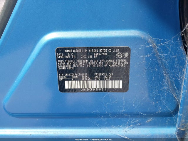 Aukcja sprzedaży 2012 Nissan Leaf Sl, vin: JN1AZ0CP6CT019211, numer aukcji: 45342281