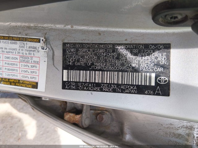 45342324 :رقم المزاد ، JTDBR32E860099524 vin ، 2006 Toyota Corolla Ce مزاد بيع