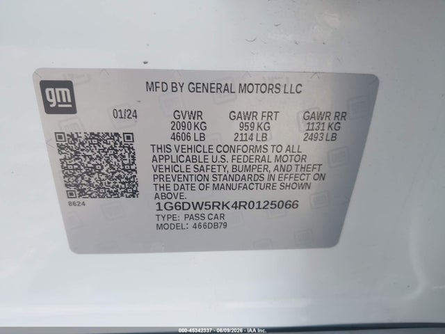 Продажа на аукционе авто 2024 Cadillac Ct5 Luxury, vin: 1G6DW5RK4R0125066, номер лота: 45342337