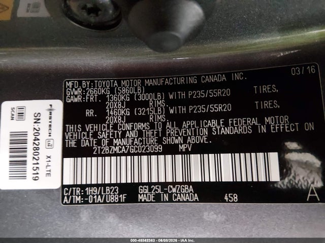 2T2BZMCA7GC023099 Lexus RX 350