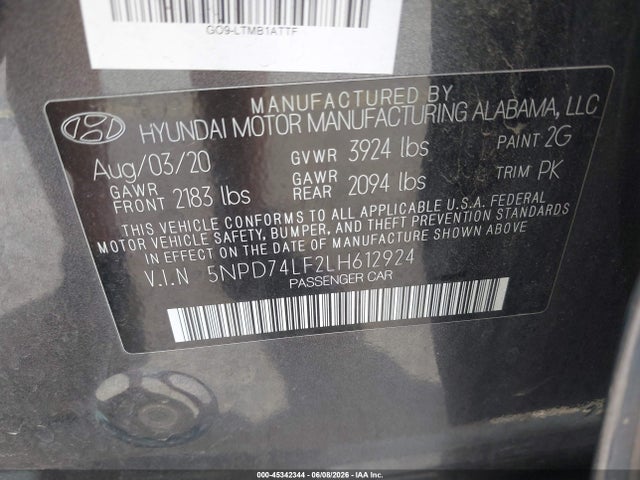 Hyundai ELANTRA SE 2020 5NPD74LF2LH612924 Image 9