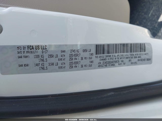 2017 Dodge Grand Caravan Se მანქანა იყიდება აუქციონზე, vin: 2C4RDGBGXHR789578, აუქციონის ნომერი: 45342454