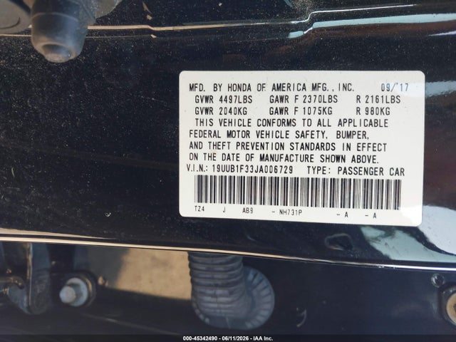 Aukcja sprzedaży 2018 Acura Tlx, vin: 19UUB1F33JA006729, numer aukcji: 45342490