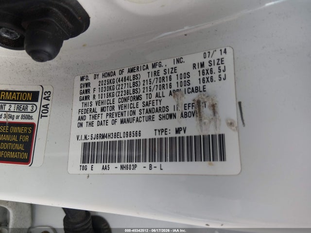 Honda CR-V LX 2014 5J6RM4H38EL098566 Image 9