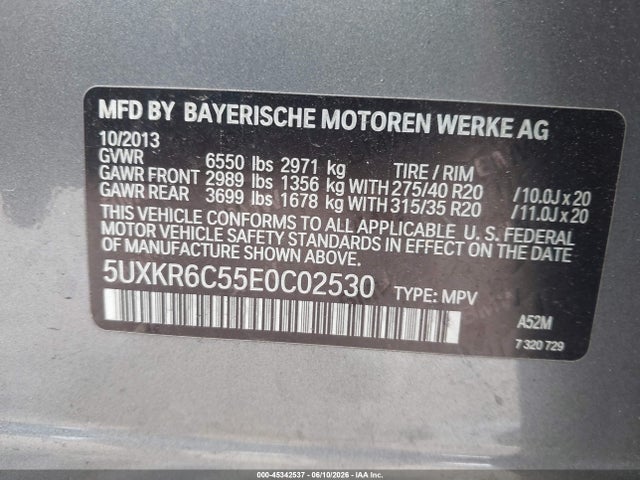 Продажа на аукционе авто 2014 Bmw X5 Xdrive50i, vin: 5UXKR6C55E0C02530, номер лота: 45342537