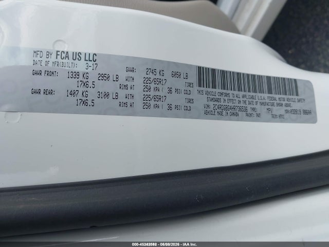 2017 Dodge Grand Caravan Se მანქანა იყიდება აუქციონზე, vin: 2C4RDGBG4HR736536, აუქციონის ნომერი: 45342592