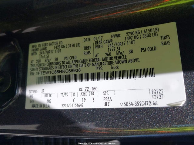 Ford F-150 Xlt 2017 1FTEW1C88HKC65938 Image 9