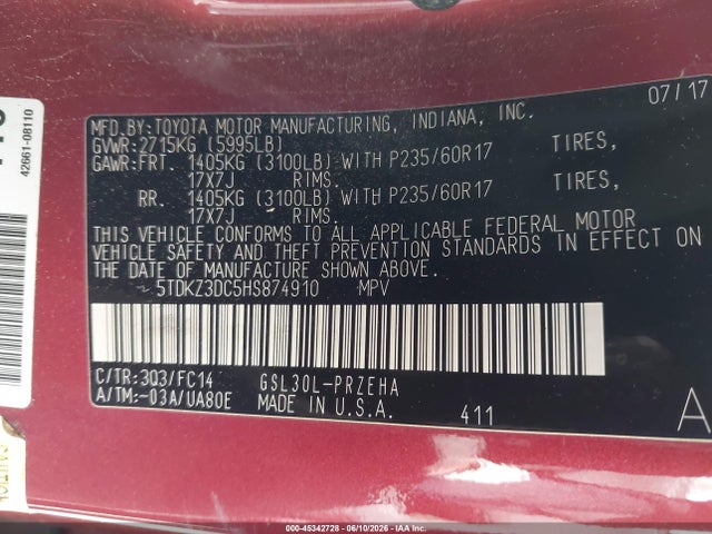 Toyota Sienna Le 8 Passenger 2017 5TDKZ3DC5HS874910 Image 9