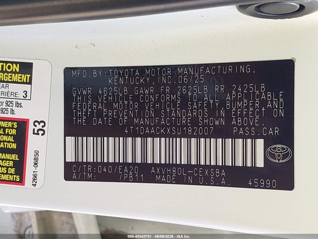 Toyota CAMRY SE 2025 4T1DAACKXSU182007 Image 9