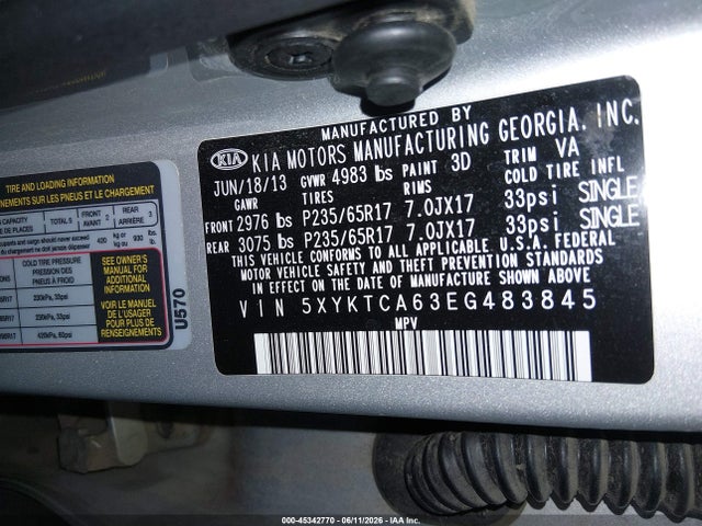 KIA SORENTO LX 2014 5XYKTCA63EG483845 Image 9