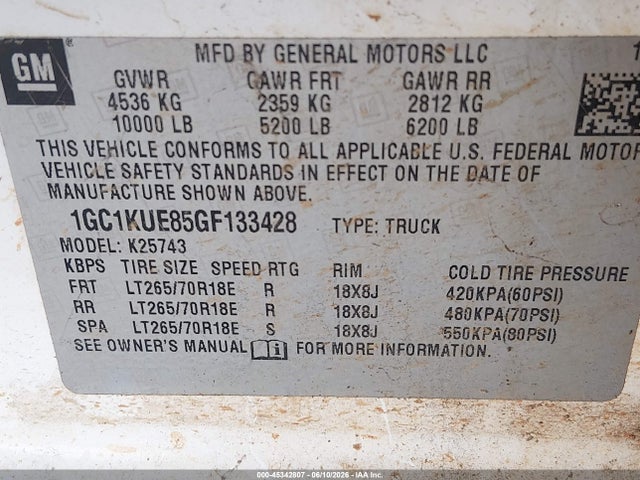 1GC1KUE85GF133428 Chevrolet Silverado 2500hd Wt