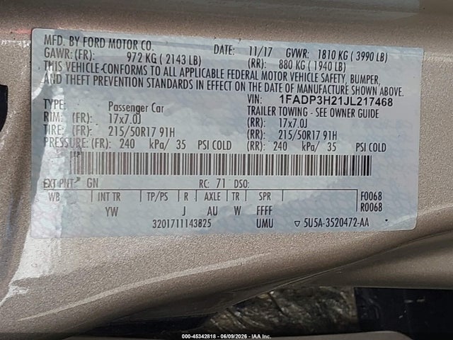 Ford FOCUS SEL 2018 1FADP3H21JL217468 Image 9