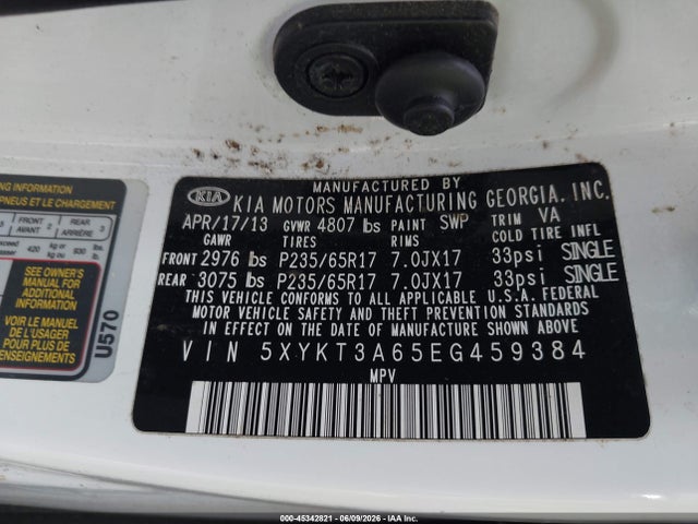 Продаж на аукціоні авто 2014 Kia Sorento Lx, vin: 5XYKT3A65EG459384, номер лоту: 45342821