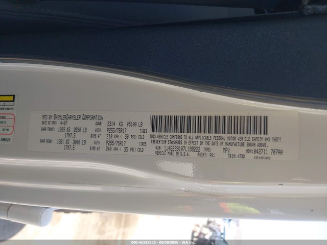Aukcja sprzedaży 2007 Jeep Wrangler Unlimited X, vin: 1J4GB39107L199222, numer aukcji: 45342880