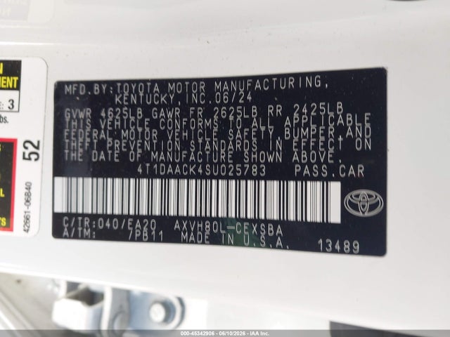 4T1DAACK4SU025783 Toyota CAMRY SE