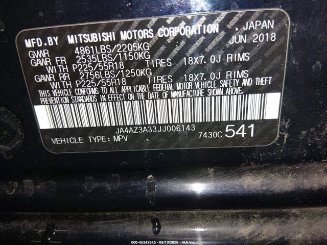 JA4AZ3A33JJ006143 Mitsubishi Outlander Es/le/se/sel