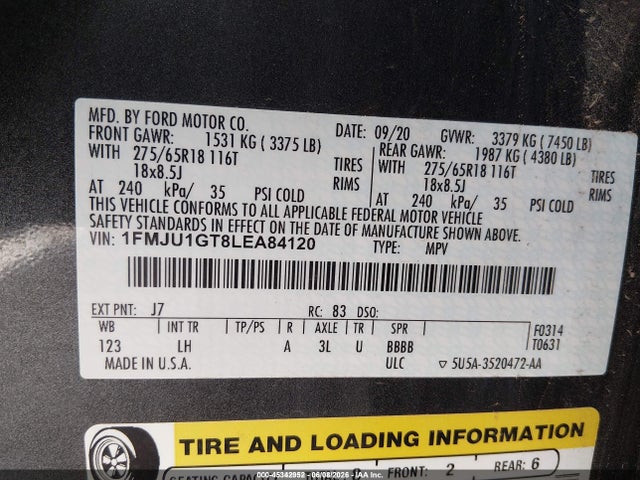 1FMJU1GT8LEA84120 Ford Expedition Xl