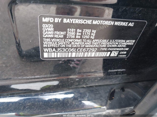 BMW 540i Xdrive 2020 WBAJS3C06LCE67292 Image 9