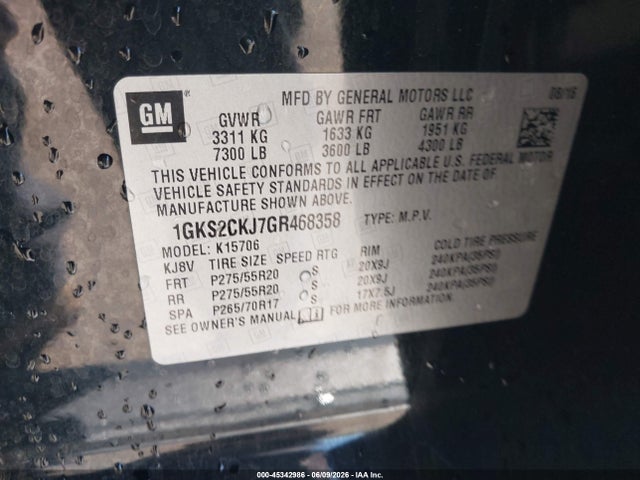 GMC YUKON DENALI 2016 1GKS2CKJ7GR468358 Image 9