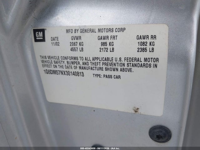 Aukcja sprzedaży 2003 Cadillac Cts Standard, vin: 1G6DM57NX30140813, numer aukcji: 45343009