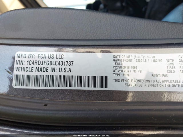 Dodge Durango Pursuit Awd 2020 1C4RDJFG0LC431737 Image 9