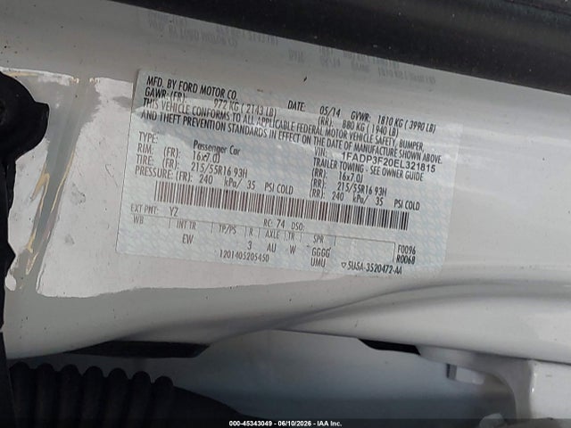 1FADP3F20EL321815 Ford FOCUS SE