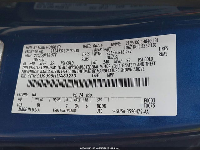 Ford Escape Titanium 2017 1FMCU9J98HUA83230 Image 9