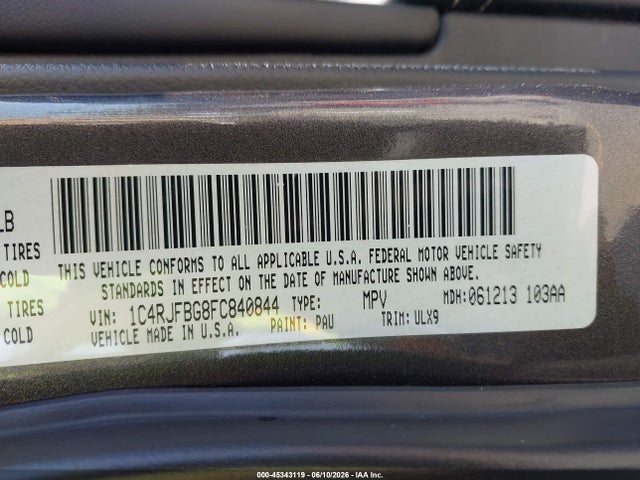 Jeep Grand Cherokee Limited 2015 1C4RJFBG8FC840844 Image 9