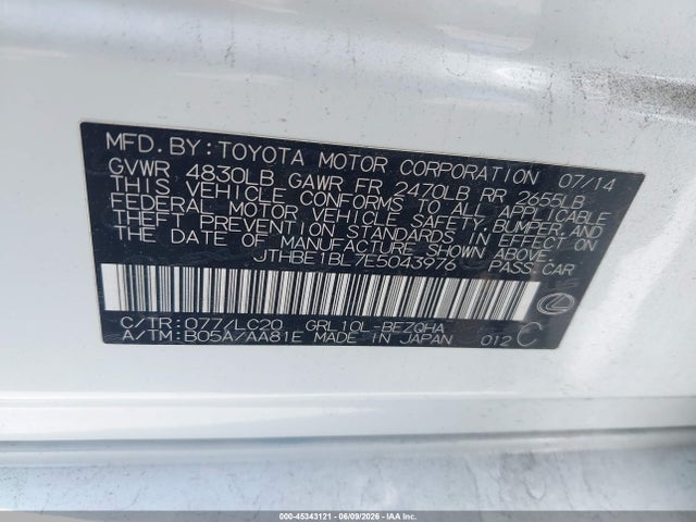 JTHBE1BL7E5043976 Lexus GS 350