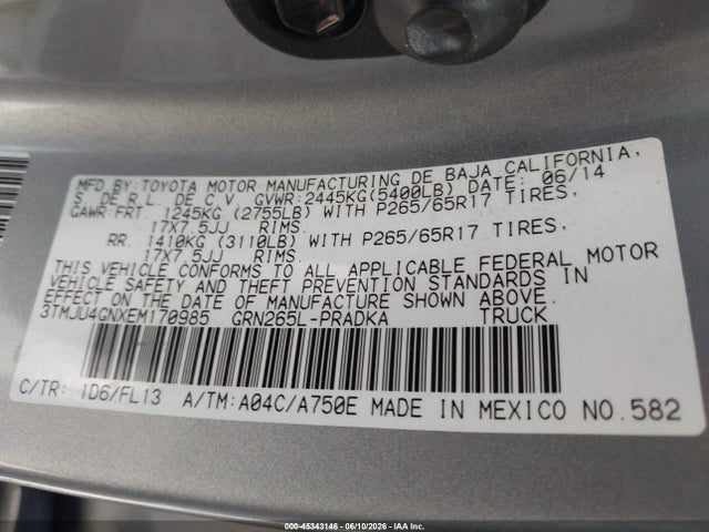 3TMJU4GNXEM170985 Toyota Tacoma Prerunner V6