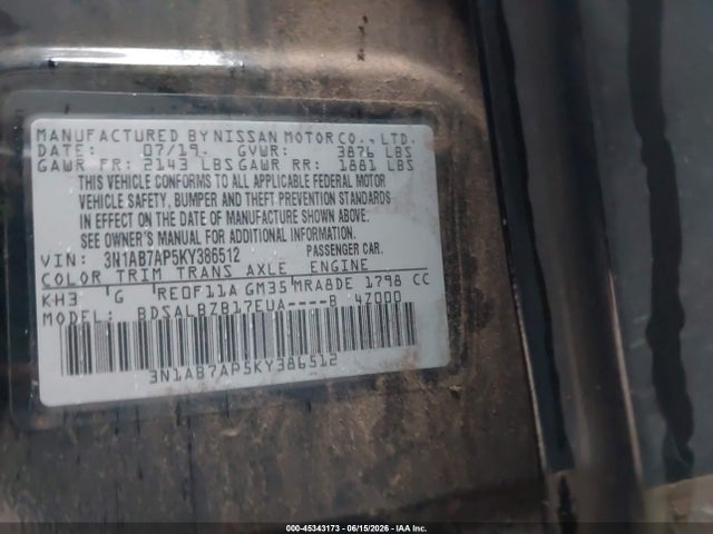 Nissan SENTRA S 2019 3N1AB7AP5KY386512 Image 9