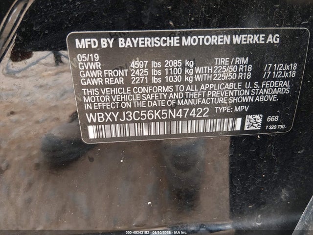 Продажа на аукционе авто 2019 Bmw X2 Sdrive28i, vin: WBXYJ3C56K5N47422, номер лота: 45343182