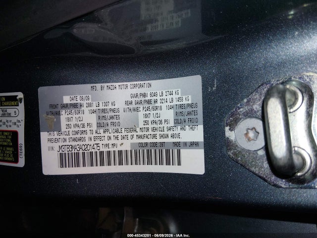 45343201 :رقم المزاد ، JM3TB3MA3A0201475 vin ، 2010 Mazda Cx-9 Sport مزاد بيع
