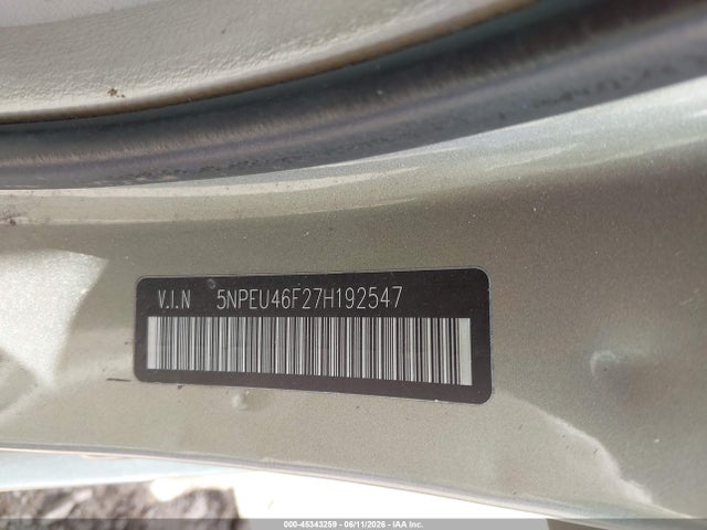 2007 Hyundai Sonata Limited/limited W/xm/se/se W/xm მანქანა იყიდება აუქციონზე, vin: 5NPEU46F27H192547, აუქციონის ნომერი: 45343259