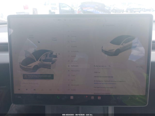 2025 Tesla Model 3 მანქანა იყიდება აუქციონზე, vin: 5YJ3E1EA0SF030786, აუქციონის ნომერი: 45343303
