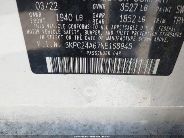 Hyundai ACCENT SE 2022 3KPC24A67NE168945 Image 9