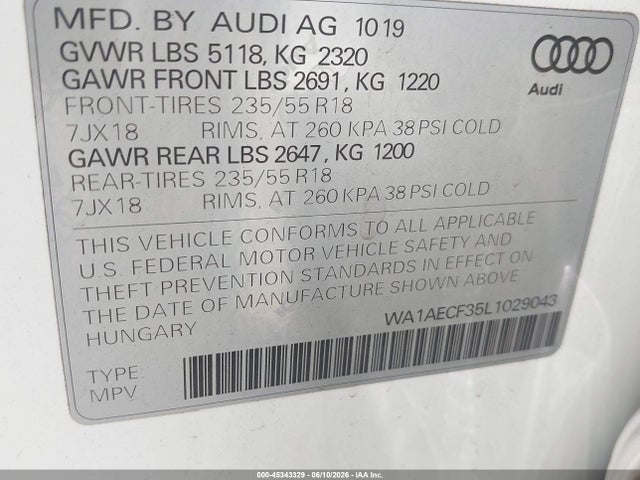 WA1AECF35L1029043 Audi Q3 Premium 45 Tfsi Quattro Tiptronic