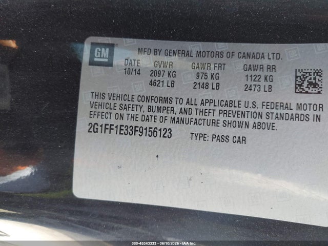 2G1FF1E33F9156123 Chevrolet Camaro 2lt