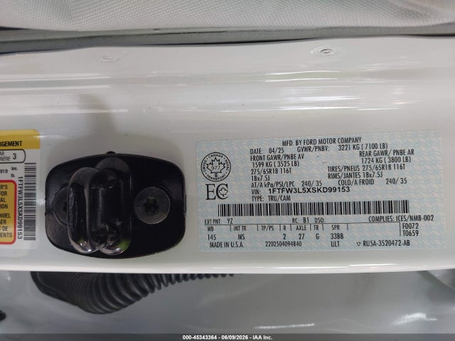 Ford F-150 Xlt 2025 1FTFW3L5XSKD99153 Image 9