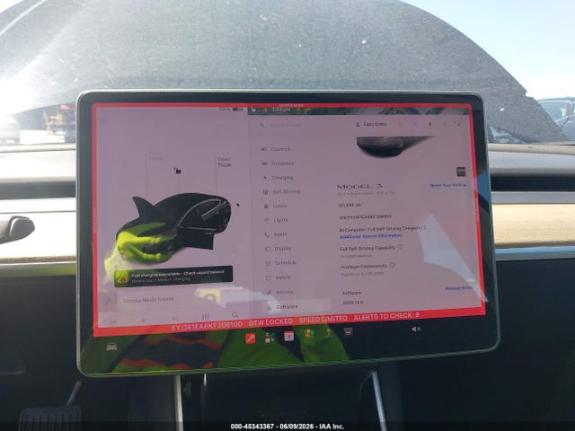 45343367 :رقم المزاد ، 5YJ3E1EA6KF306100 vin ، 2019 Tesla Model 3 Long Range/mid Range/standard Range/standard Range Plus مزاد بيع