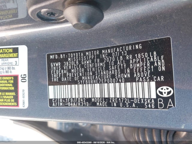 Toyota Corolla S 2014 5YFBURHE7EP000740 Image 9
