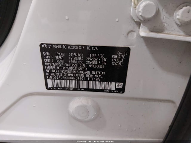 Honda HR-V LX 2016 3CZRU6H3XGM754201 Image 9
