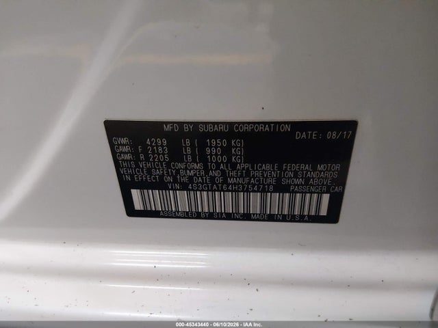 4S3GTAT64H3754718 Subaru Impreza 2.0i Limited