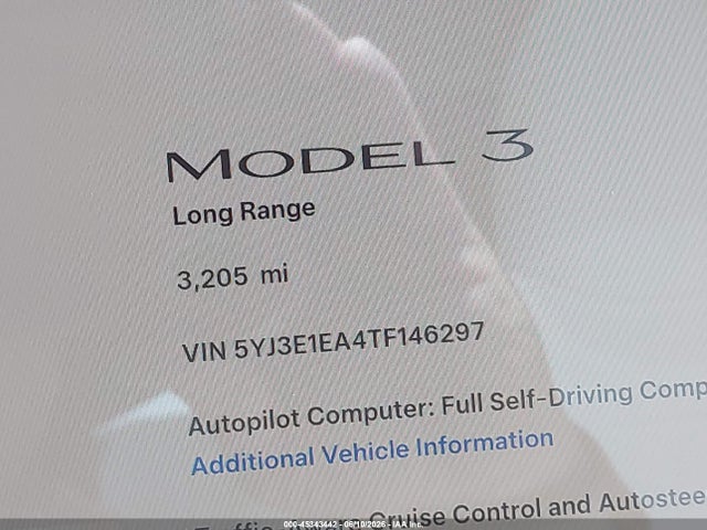 Aukcja sprzedaży 2026 Tesla Model 3 Premium Rear-wheel Drive/rear-wheel Drive, vin: 5YJ3E1EA4TF146297, numer aukcji: 45343442